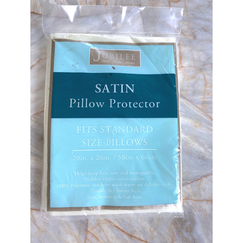 Jubilee Satin Pillow Protector Standard 20x26 Bone Off-White Hidden Zipper NEW